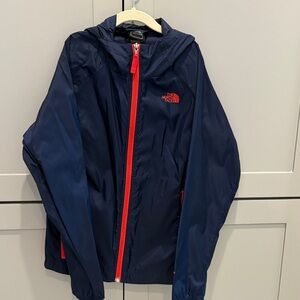 Youth Sz M The North Face Dark Blue light Jacket with Red Zipper